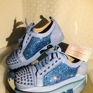 ⚡️SALE Louboutin Louis Junior Spike Flat Suede